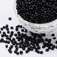 (Repacking Service Available) Glass Seed Beads, Opaque Colours Seed, Small Craft Beads for DIY Jewelry Making, Round, Black, 8/0, 3mm, about 12g/bag(SEED-C019-3mm-49)