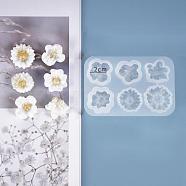 DIY Flower Silicone Molds, for UV Resin & Epoxy Resin Jewelry Making, White, 84x56x11mm(X-DIY-D048-12A)