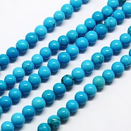 Natural Magnesite Beads Strands, Dyed, Round, Dodger Blue, 8mm, Hole: 1mm, about 50pcs/strand, 15.74 inch(TURQ-L019-8mm-02)