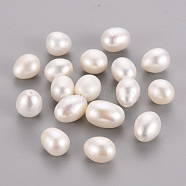 Natural Cultured Freshwater Pearl Half Drilled Beads, Rice, Floral White, 8~11x8~9mm, Half Hole: 0.8mm(PEAR-R063-42A)