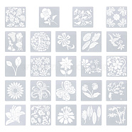 Cheriswelry 24 Sheets 24 Styles Plastic Drawing Stencil, for DIY Scrapbook, Square, Mixed Patterns, 1sheet/style(DIY-CW0001-13)