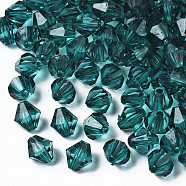 Transparent Acrylic Beads, Bicone, Teal, 8x7.5mm, Hole: 2mm, about 63pcs/12g(X-TACR-S146-8mm-08)