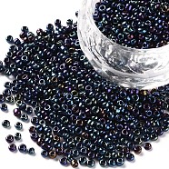 (Repacking Service Available) 12/0 Glass Seed Beads, Iris Round, Prussian Blue, 2mm, Hole: 1mm, about 12g/bag(SEED-C018-2mm-604)