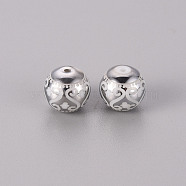 Electroplate Glass Beads, Round with Patten, Platinum Plated, 10mm, Hole: 1.2mm(EGLA-Q123-005C)