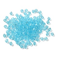 Transparent Glass Beads, Faceted, Bicone, Cyan, 3.5x3.5x3mm, Hole: 0.8mm, 720pcs/bag. (G22QS-13)