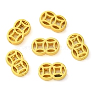 Rack Plating Hollow Brass Beads, Long-Lasting Plated, Lead Free & Cadmium Free, Copper Cash, Real 18K Gold Plated, 12x7.5x2.5mm, Hole: 1.5mm(KK-G501-10G)