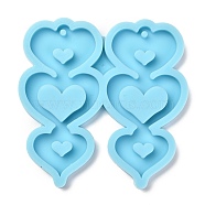 Pendant Silicone Molds, Resin Casting Molds, For UV Resin, Epoxy Resin Jewelry Making, Heart, Dark Cyan, 83x83x7mm(DIY-P022-10)