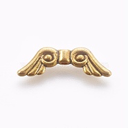 Tibetan Style Alloy Beads, Wing, Antique Golden, 7x21x3mm, Hole: 1.2mm(TIBEB-TAC0001-01AG)