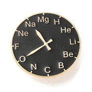 Alloy Enamel Pins Broochs, Cadmium Free & Lead Free, Black, Clock, 30x1.5mm(AJEW-Z023-16B)