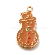 Christmas Theme Alloy Enamel Pendants, Light Gold, Snowman, 24.5x12.5x1.5mm, Hole: 1.6mm(ENAM-Q509-01KCG-04)