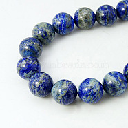 Natural Lapis Lazuli Beads Strands, Round, Royal Blue, 4mm, Hole: 0.8mm, about 95pcs/strand, 15.7 inch(G-G099-4mm-7)