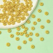 Alloy Spacer Beads, Granulated Beads, Lead Free and Cadmium Free, Flower, Golden, 6.5mm, Hole: 2mm(PALLOY-YW0001-84G)