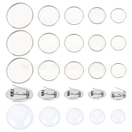 DIY Blank Dome 304 Stainless Steel Brooch Making Kit, Stainless Steel Color, 15.5~27.5x1.8~2mm, Tray: 14~25.5mm(DIY-UN0056-16)