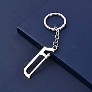 Alloy Pendant Keychain, with Key Rings, Hacksaw, Platinum, 5.5~6.5cm(KEYC-PW0002-071E)