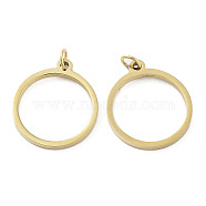 Ion Plating(IP) 304 Stainless Steel Pendants, Laser Cut, with Jump Ring, Golden, Ring, 17x15x1mm, Hole: 2mm(STAS-G324-01A-G)