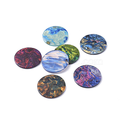 Cellulose Acetate(Resin) Pendants, Flat Round, Mixed Color, 27.5x2.5mm, Hole: 1.6mm(X-KY-S157-34-M)