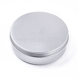 Round Aluminium Tin Cans, Aluminium Jar, Storage Containers for Cosmetic, Candles, Candies, with Screw Top Lid, Platinum, 11.3x3.7cm(X-CON-F006-23P)