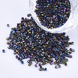 Electroplate Cylinder Seed Beads, Uniform Size, Metallic Colours, Colorful, 1.5~2x1~2mm, Hole: 0.8mm, about 4000pcs/bag, about 50g/bag(SEED-Q036-02A-B02)