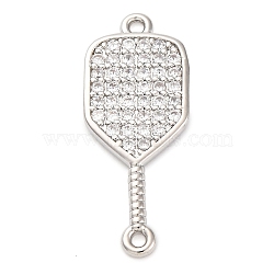 Brass Micro Pave Clear Cubic Zirconia Connector Charms, Pickleball Links, Platinum, 22x9x1.5mm, Hole: 1.2mm(KK-P288-01P)