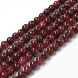 Synthetic Gold Clinquant Stone Beads Strands, Dyed, Round, Pink, 6mm(G-G026-R-6mm-4)