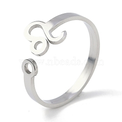 Non-Tarnish Constellations 304 Stainless Steel Open Cuff Ring for Women, Stainless Steel Color, Capricorn, Inner Diameter: 17.5~18.5mm(RJEW-L122-001P-11)