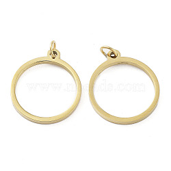 304 Stainless Steel Pendants, Laser Cut, with Jump Ring, Golden, Ring, 17x15x1mm, Hole: 2mm(STAS-G324-01A-G)