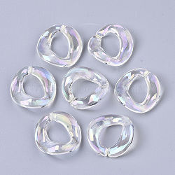 Transparent Acrylic Linking Rings, AB Color Plated, Quick Link Connectors, For Jewelry Curb Chains Making, Twist, Clear AB, 22.5x16.5x5mm, Inner Diameter: 6x12mm(PACR-R246-051B)