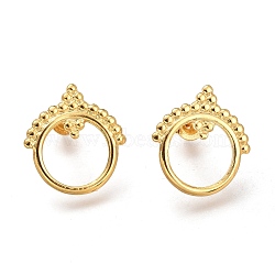304 Stainless Steel Stud Earrings, with Ear Nuts, Ring, Golden, 16x15.3x2mm, Pin: 0.7mm(EJEW-H100-04G)