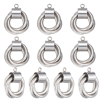 10Pcs 304 Stainless Steel Pendants, Tricyclic, Stainless Steel Color, 20x16x7mm, Hole: 1.8mm