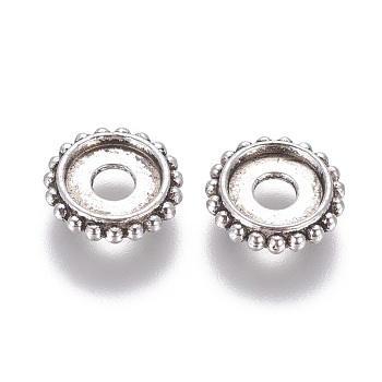 Alloy Spacer Beads, Cadmium Free & Nickel Free & Lead Free, Rondelle, Antique Silver, 10x2mm, Hole: 3mm