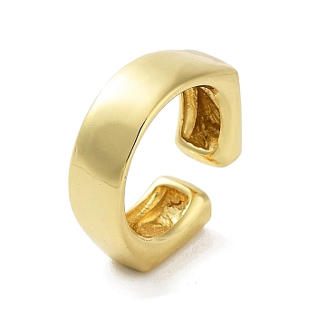 Rack Plating Brass Cuff Rings, Long-Lasting Plated for Women, Lead Free & Cadmium Free, Real 18K Gold Plated, 7.5mm, US Size 7 3/4(17.9mm)