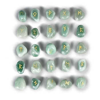 Natural Green Aventurine Rune Stones, Tumbled Stone, for Chakras Balancing, Crystal Therapy, Meditation Divination, Nuggets, 15~20mm