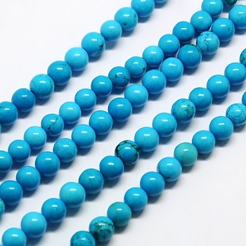 Natural Magnesite Beads Strands, Dyed, Round, Dodger Blue, 8mm, Hole: 1mm, about 50pcs/strand, 15.74 inch