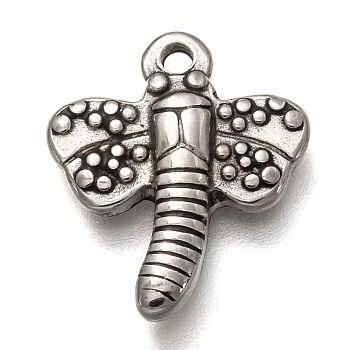 304 Stainless Steel Pendants, Dragonfly, Antique Silver, 17.5x14.5x2.5mm, Hole: 1.6mm