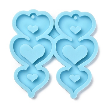 Pendant Silicone Molds, Resin Casting Molds, For UV Resin, Epoxy Resin Jewelry Making, Heart, Dark Cyan, 83x83x7mm