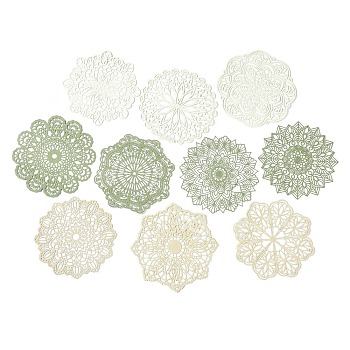 10Pcs 10 Styles Vintage Lace Cut Scrapbook Paper Pads, Hollow Paper Sheets for DIY Scrapbooking, Greeting Card Making, Flower, 100~105x100x0.1mm, 1pc/style