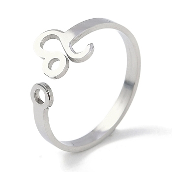 Non-Tarnish Constellations 304 Stainless Steel Open Cuff Ring for Women, Stainless Steel Color, Capricorn, Inner Diameter: 17.5~18.5mm