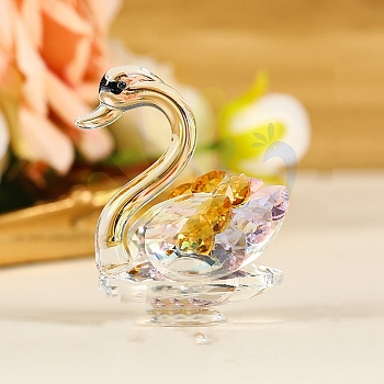 Handmade Lampwork Swan Display Decorations, for Home Decoration, Pearl Pink, 66x46mm