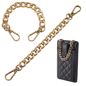 Elite Aluminum Curb Chain Bag Shoulder Straps, with Alloy Swivel Clasps, for Bag Replacement Accessories, Antique Bronze, 20.5cm, 2pcs/box