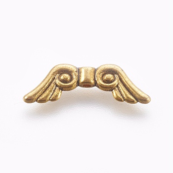 Tibetan Style Alloy Beads, Wing, Antique Golden, 7x21x3mm, Hole: 1.2mm