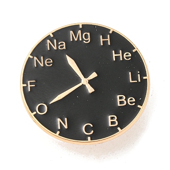 Alloy Enamel Pins Broochs, Cadmium Free & Lead Free, Black, Clock, 30x1.5mm