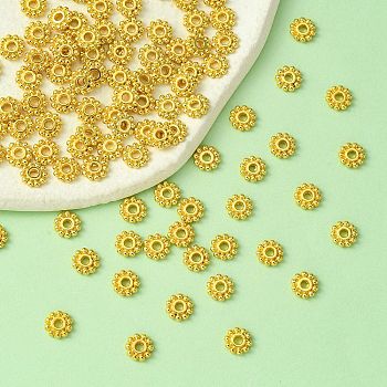 Alloy Spacer Beads, Granulated Beads, Lead Free and Cadmium Free, Flower, Golden, 6.5mm, Hole: 2mm