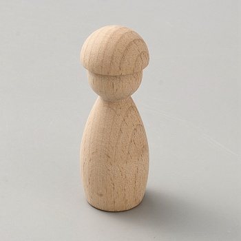 Unfinished Beech Wood Puppet, for Children's Painting and Art, Wheat, 30x79mm