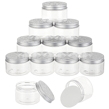 ARRICRAFT 12Pcs PET Plastic Cream Jar, Refillable Lotion Containers, Travel Gel Container, with Aluminum Ribbed Cap, Column, Clear, 71x49.5mm, Capacity: 120ml(4.06fl. oz)