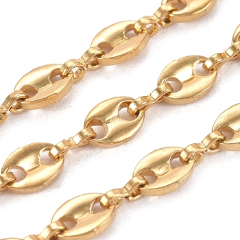 3.28 Feet Vacuum Plating 304 Stainless Steel Coffee Bean Chains, Unwelded, Golden, Links: 6x3x1mm and 7.5x5x1.5mm