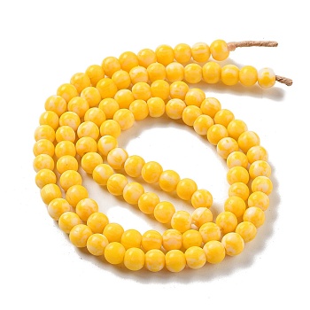 Handmade Lampwork Beads, Round, Gold, 7x6.5mm, Hole: 1.5mm, about 103pcs/strand, 25.71''(65.3cm)