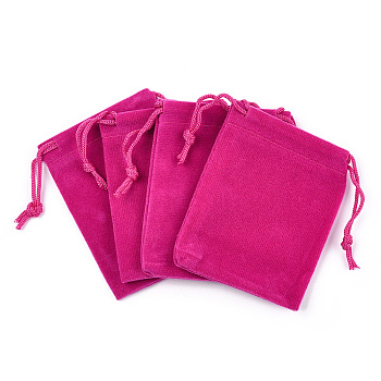 Rectangle Velvet Pouches, Gift Bags, Camellia, 9x7cm