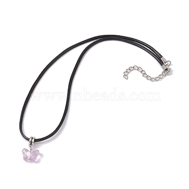 Glass Butterfly Pendant Necklaces(NJEW-JN04572)-3
