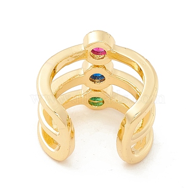 Красочное кольцо-манжета с тройной полосой из кубического циркония и широкой полосой(X-RJEW-K235-11G)-2
