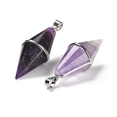Natural Amethyst Pointed Pendants(G-F763-04P-05)-2